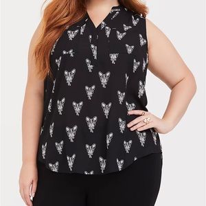 Torrid Size 2 French Bulldog Sleeveless, Shear, high-low, Blouse